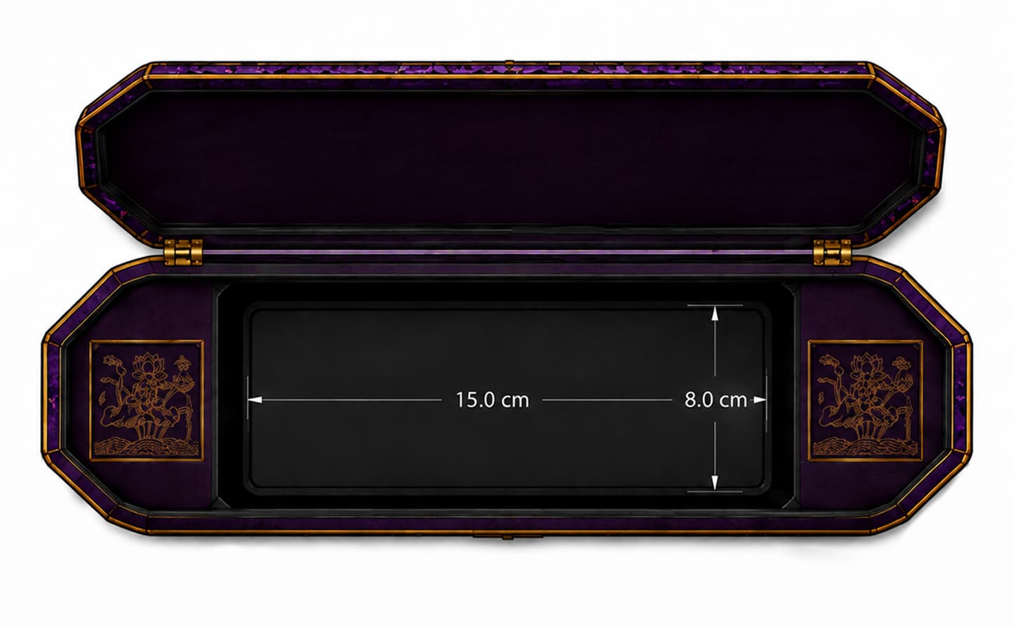 Open — chocolate chamber and twin lotus panels — Concept sketch